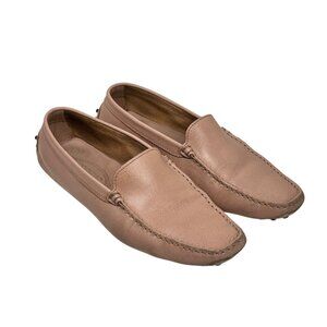 Tod's Leather Gommino Loafers SZ 9 Pink Car Shoes Italian Moccasins Old Money